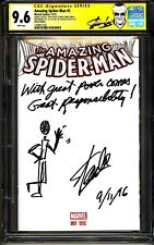 💥AMAZING SPIDER-MAN #1 CGC SS 9.6 STAN LEE SIGNED SKETCH DATE QUOTE COMMENT 1/1 picture