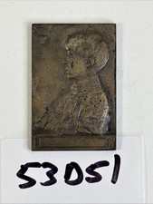 Bronze Bas-Relief Portrait Plaque Jeffrey Boy Engraved Vintage 53D51 picture