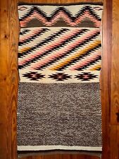 EXCEPTIONAL HISTORIC NAVAJO DOUBLE PATTERN TWILL SADDLE BLANKET,EXCELLENT,C1920 picture