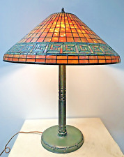 Antique Original Tiffany Studio New York Greek Key Table Lamp 1916 picture