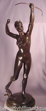 Antique Bronze Nude Diana With Bow 34