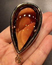 Genuine High Grade Citrine Cabochon Pendant, 18K Gold Setting with Diamonds picture