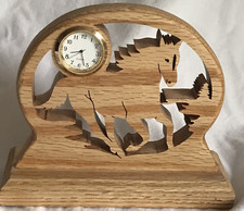 Hand Carved Light Wood Wooden Running Horse Clock SM11A-2A picture