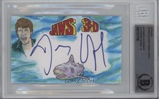 Dennis Quaid Jaws 3-D Original Art Sketch Card Signed Auto 1/1 BAS picture