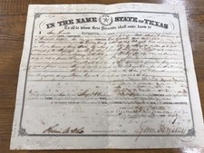 A&O-1856 Texas Sam Houston Land Grant Boarding Mississippi & Pacific Rail Road picture