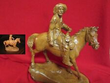 Antique Wood Statue VINTAGE BEAUTIFUL BUFFALO BILL COWBOY HORSE STATUE  picture