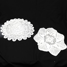 Set of 2 Antique Hand Crochet doilies. Each Unique. 1930-1950s Great condition picture