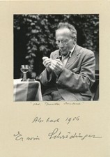 Erwin Schrödinger-SUPER RARE Vintage Signed Page w/photo (Nobel Prize 1933) picture