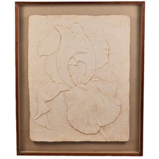 BRIONI Original Vintage Signed Bas Relief Plaster Wall Sculpture Floral Painting picture
