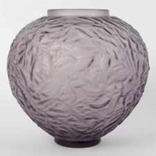 René Lalique R.Lalique Amethyst Plum Glass Mistletoe Gui Amethyst Glass Vase picture