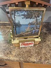 Vintage Hamm’s Beer Lighted Scenic Motion Clock Sign Lakeside Plastics picture