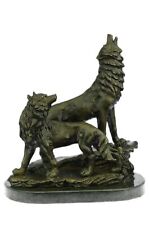 Father`s Day Special Two Wolf Wolves Art Deco Hot Cast Bronze Sculpture Sale Art picture