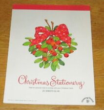 UNUSED vintage Christmas stationery pad, mistletoe and bow, 20 sheets paper picture