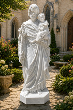Nice Large Carved Marble Statue of St. Joseph with Child, 72