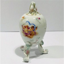 Antique KPM Berlin Porcelain Egg Tea Caddy or Jar Hand Painted 1832-1840 picture