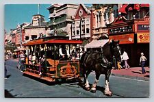 Vtg Postcard: Walt Disney World Reliving Good Old Days Horse-Drawn Street-Car picture