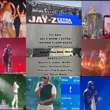 JAY Z SHOW 3 EXTRA INNINGS FLOOR SEATS HISTORIC BRACELET Beyonce, Usher, RhiRhi, picture