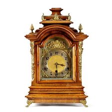 Antique German  Mental Clock Gilt Bronze Walnut Wood Unique Home Decor 19th C  picture