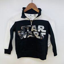 NEW XS 4/5 Youth Disney Star Wars Pullover Half Zip Pullover Black White Silver picture