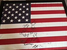 Framed American Flag signed by 6 Former Presidents and 6 First Ladies  picture