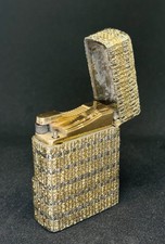 Vintage 18K Solid Gold Lighter Two Tone Basketweave 189AL Alessandria Italy 105g picture