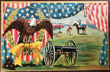 Memorial Day Postcard; Heavily Embossed; Eagle, Cannon, Army; Postmarked 1911 ? picture