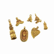 Ancient South East Asian Burmese Pyu Gold Amulet Pendants 0.7 ~ 2.5cm, 7pcs, 9g picture