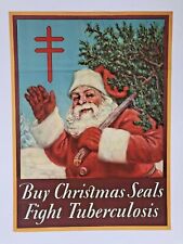 Vintage 1930 Fight Tuberculosis Association Poster w/ Christmas Santa picture