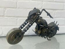 COLLECTOR PIECE SKULL CHOPPER MOTORCYCLE ARTWORK MADE OF PARTS - HEAVY picture