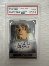2015 Topps Star Wars Masterwork Silver Auto 28 Mark Hamill LUKE SKYWALKER PSA 9  picture