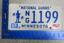 Minnesota License Plate Tag MN 1989 National Guard Veteran Graphic # 1199 picture