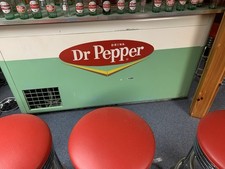 Antique DR. Pepper Soda Refrigerator Bar And Stools “Read” picture