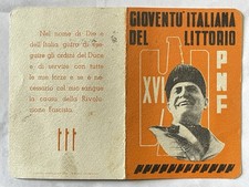 Italian Youth Fascist Card, PNF, La Piccola Italiana, 1937 picture