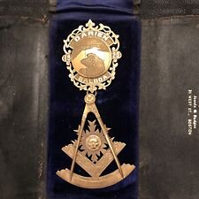 Vintage Freemason Master Masonic Medal Pin 18k Yellow Gold Panama Canal ￼ picture