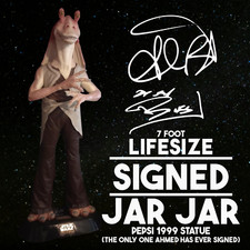 SIGNED Jar Jar Binks 1999 Pepsi Frito Lay 7 Foot Statue, Star Wars, Ahmed Best picture