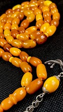 SUPER RARE CERTIFIED ANTIQUE GERMAN NATURAL BALTIC AMBER ROSARY 66 Beads 60gr. picture