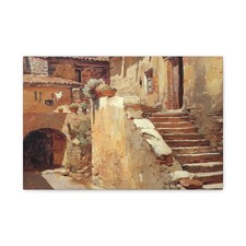 Frank Duveneck (1848-1919) italian courtyard 1886-1887 - Canvas Wall Art picture