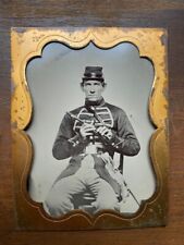 RARE large 1/2 plate tintype Civil War Union Musician fifer officer sword & belt picture