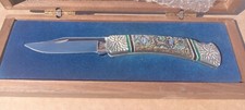 Buck 110 Collectible Knife Brian Yellowhorse Custom Abalone Shell Deer Shield picture