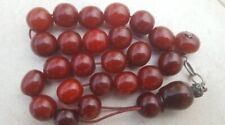 Antique Cherry Amber Rare Faturan Bakelite Prayer Islamic Beads Veins Misbaha  picture