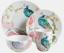 222 Fifth ANDALUSIA Dinnerware Dinner Salad Plates Coffee Mugs Bowls Set Peacock picture