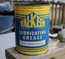 NOS FULL ~1940s era VAL-KEEN 5lb. GREASE Old Tin Oil Can ~ hard to find can picture