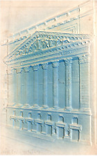 NYSE Stock Exchange Antique Embossed Airbrushed NYC Manhattan Postcard Blue picture
