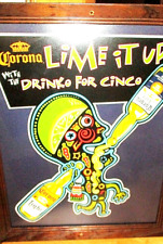 CORONA LIGHT EXTRA Beer COLORFUL MAN Wood Framed PROMO Cardboard CINCO DE MAYO picture