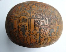 Exceptionally Rare South American Hand Carved Gourd Contaier, Museum Quality picture
