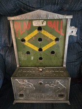 1925 EXHIBIT SUPPLY CO PLAY BALL AMUSEMENT MACHINE / PENNY BACK GAMBLING picture