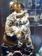 Large 143LB Rare Natural Rutilated Gold Quartz Dragon Crystal Reiki Office Decor picture