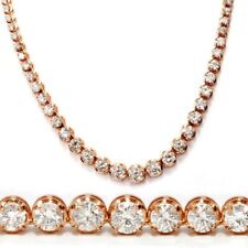 26 Ct Diamond Eternity Tennis Necklace 14k Rose Gold Natural Round F-G/VS2-SI1 picture