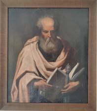 Antique 16c-17c Italien École Vieux Maîtres Huile Sur Toile Peinture De St. Paul picture
