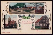 161761 Postcard Mallnow b. Carzig Kr. Lebus 1909 Department Store Meyer Church Village Street picture